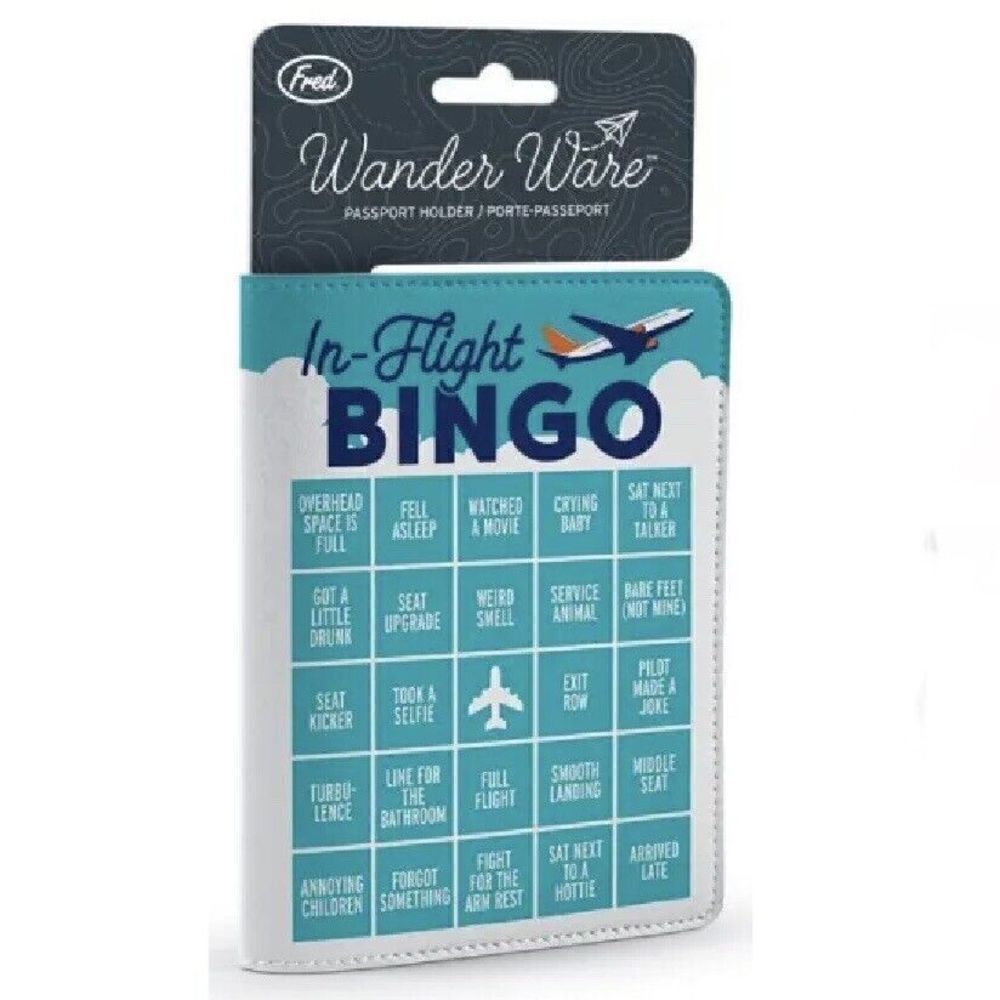 NWT Genuine Fred Wander Ware Passport Holder Wallet - IN FLIGHT BINGO